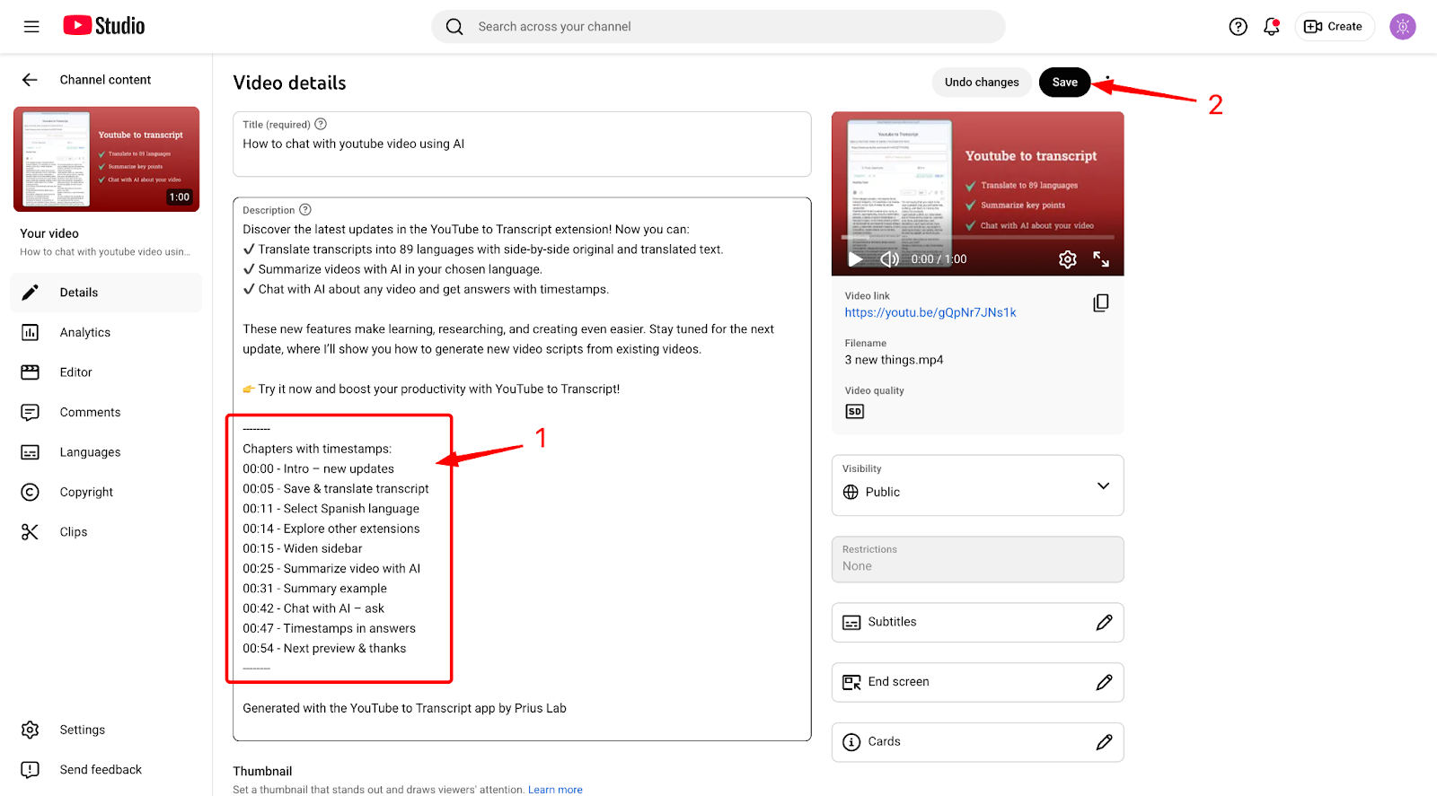 Создай YouTube таймкоды в один клик