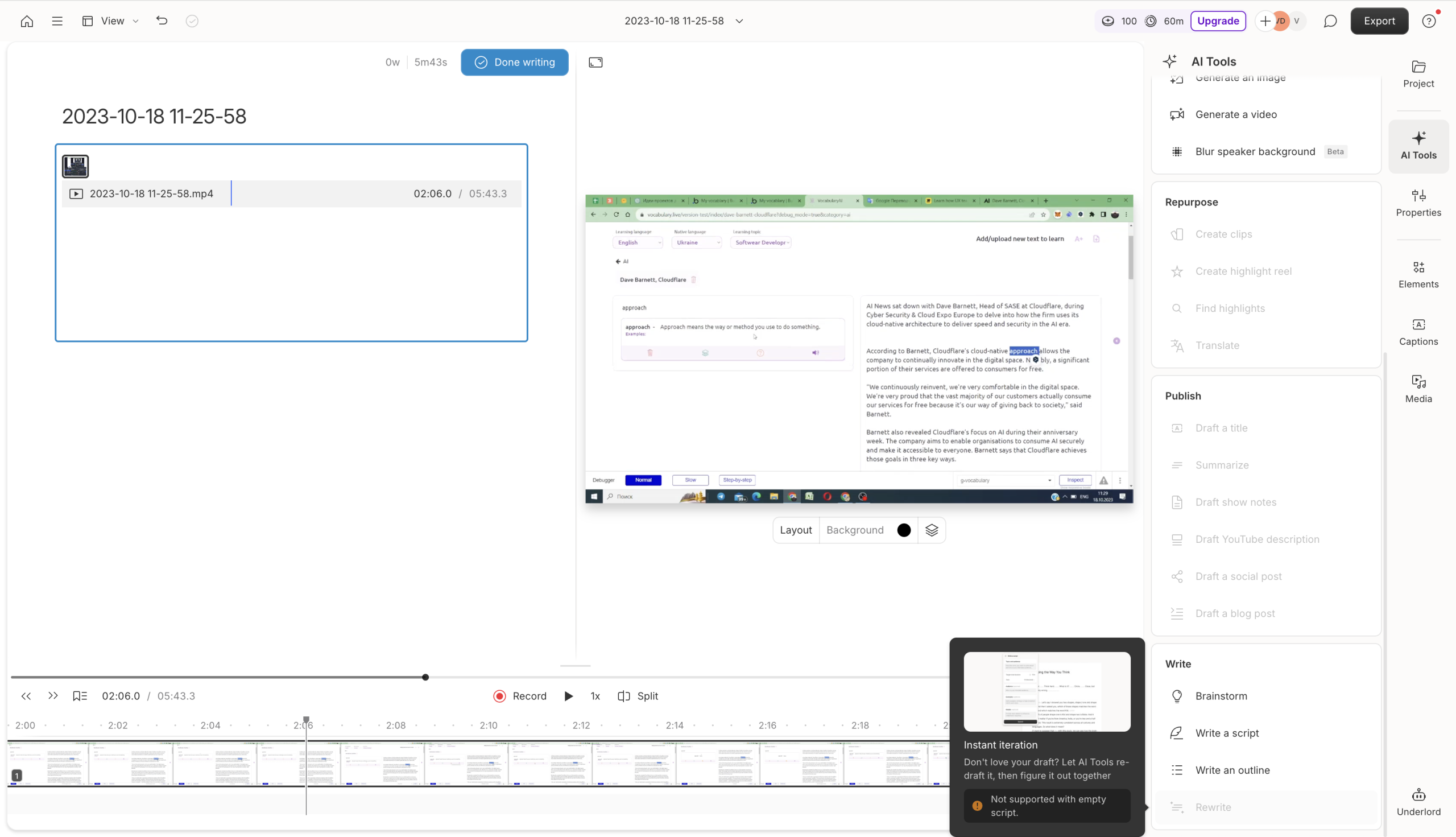 Outils pour les chapitres YouTube