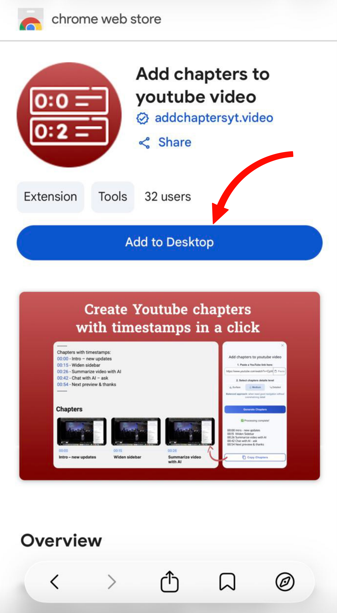 install youtube chapter generator to chrome browser