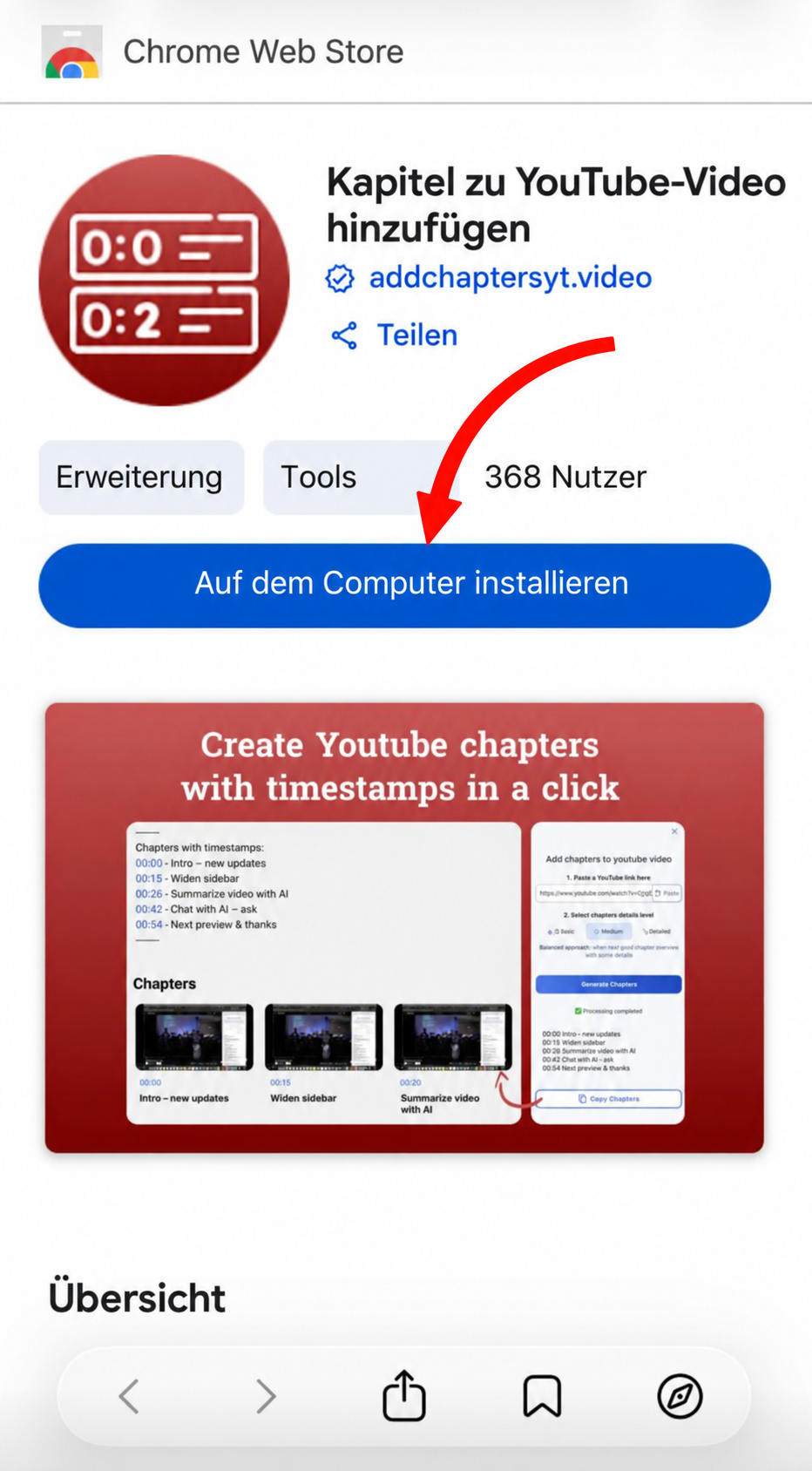Illustrative Darstellung des Chrome Web Store auf Deutsch